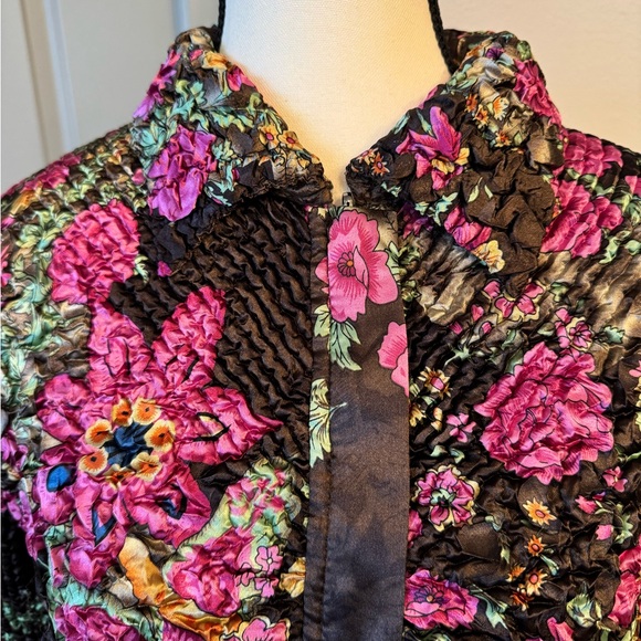 C.C.C. Smocked Zip Up Multicolored Jacket - Picture 2 of 11